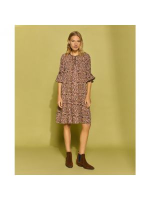 Mini vestido de algodón manga larga Southern Cotton marrón