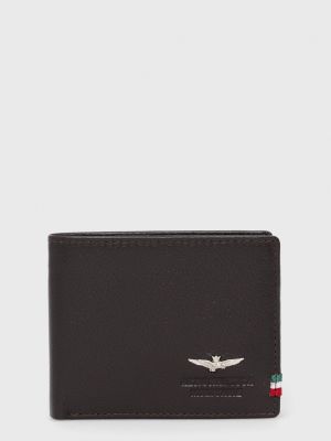 Шкіряний гаманець Aeronautica Militare коричневий