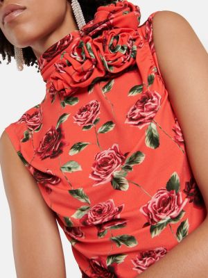 Sukienka midi w kwiatki z nadrukiem Magda Butrym czerwona