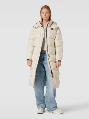 Pikowany płaszcz z kapturem Tommy Jeans biały