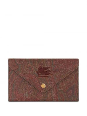Чанта тип „портмоне“ бродирани с пейсли десен Etro винено червено