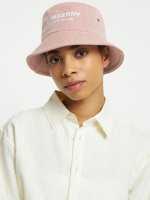 Памучна шапка Burberry розово