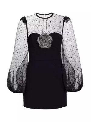 Мини-платье Yvonne с кристаллами и цветами Rebecca Vallance черный