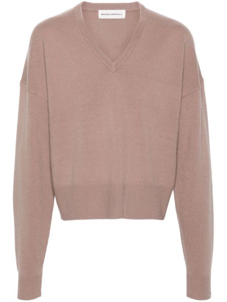 Kašmírový sveter s výstrihom do v Extreme Cashmere ružová