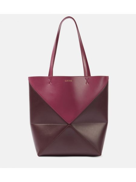 Plissert lær shopper bag Loewe burgund