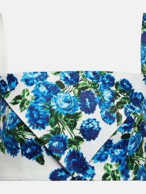 Crop top cu model floral Emilia Wickstead albastru
