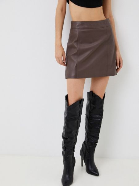 Кожаная юбка Lusio коричневая