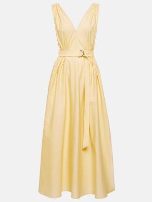 Bavlněné midi šaty Brunello Cucinelli žluté