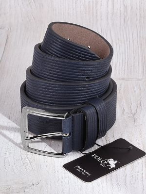 Pruhovaný kožený pásek Polo Air modrý