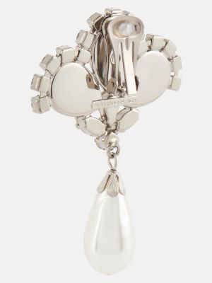 Σκουλαρίκια με μαργαριτάρια με πετραδάκια Alessandra Rich ασημί