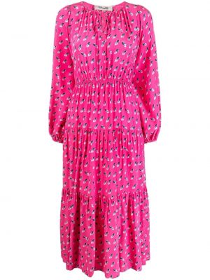 Midi šaty s kulatým výstřihem Dvf Diane Von Furstenberg růžové
