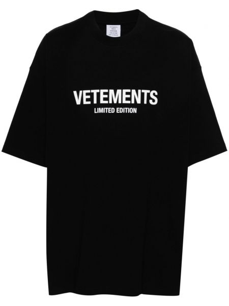 Koszulka bawełniana z nadrukiem Vetements czarna