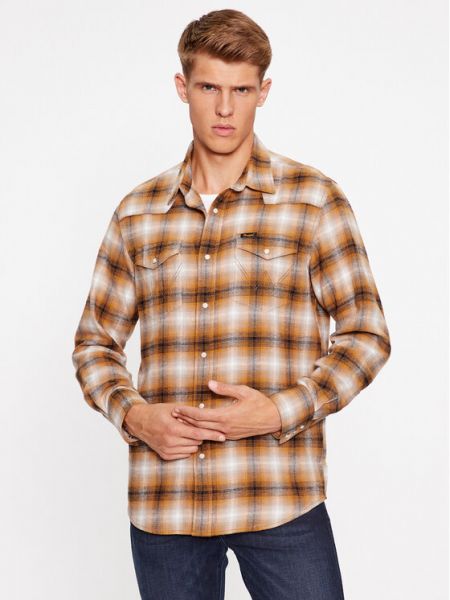 Джинсовая рубашка Wrangler коричневая