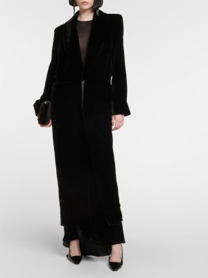 Zamatový kabát Saint Laurent čierna
