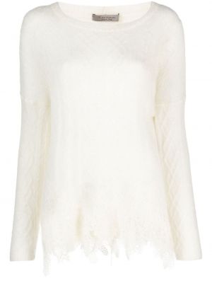 Асиметричен плетен пуловер D.exterior бяло