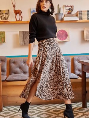 Asymetrická sukňa s leopardím vzorom Olalook