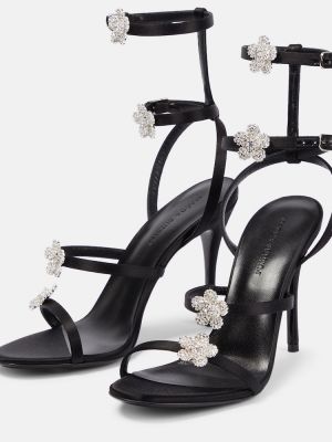Satynowe sandały z kryształkami Magda Butrym czarne