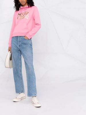 Raštuotas medvilninis džemperis su gobtuvu See By Chloé rožinė