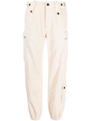 Карго панталони от рипсено кадифе Fortela бяло