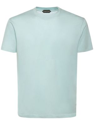Camiseta de algodón lyocell de cristal Tom Ford azul