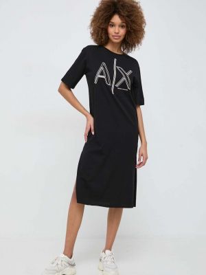Памучна мини рокля Armani Exchange черно
