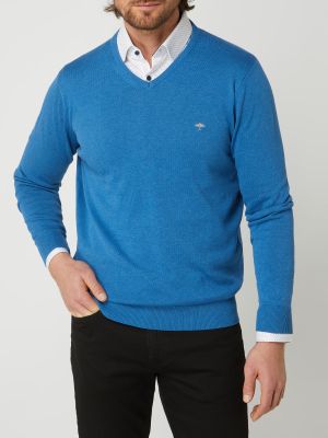 Sweter z dekoltem w serek Fynch-hatton niebieski