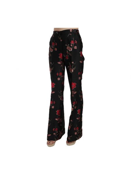 Pantalones rectos de flores bootcut Dolce & Gabbana negro