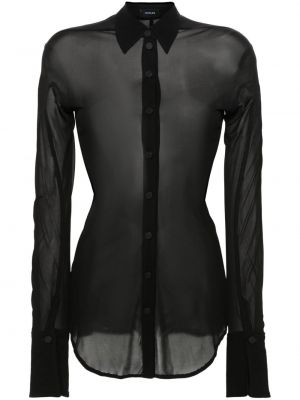 Caurspīdīgs krekls džersija Mugler melns