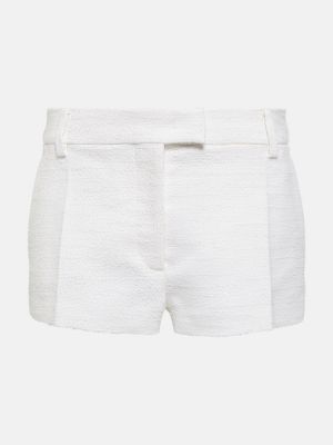 Pantalones cortos de lana de algodón de tweed Valentino blanco