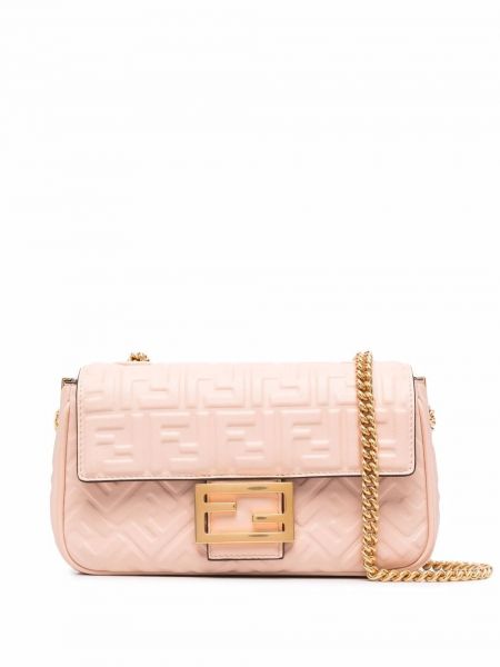 Δερμάτινη τσάντα shopper Fendi ροζ