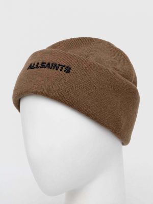 Dzianinowa czapka Allsaints brązowa