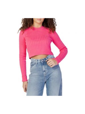 Sweter z długim rękawem Tommy Jeans różowy