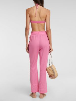 Λινό παντελόνι Bananhot ροζ