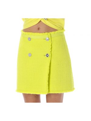 Mini spódniczka tweedowa Versace żółta