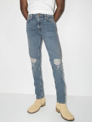 Slim fit distressed skinny jeans Nudie Jeans blau