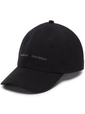 Medvilninis siuvinėtas kepurė su snapeliu Brunello Cucinelli juoda