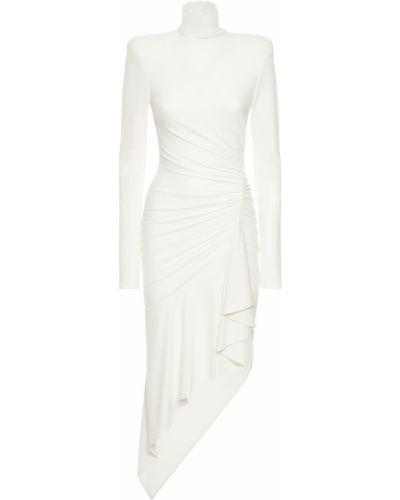 Drapované džerzej midi šaty Alexandre Vauthier biela