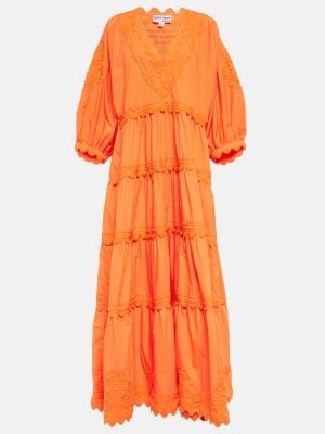 Elegantní bavlněné midi šaty Juliet Dunn - oranžová