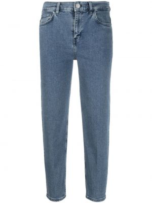 Bavlněné straight fit džíny s knoflíky na zip Theory - modrá