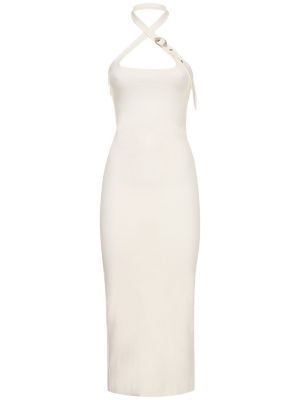 Sukienka midi z dżerseju The Attico biała