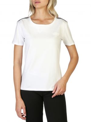 Bavlněné jednobarevné tričko Moschino - bílá