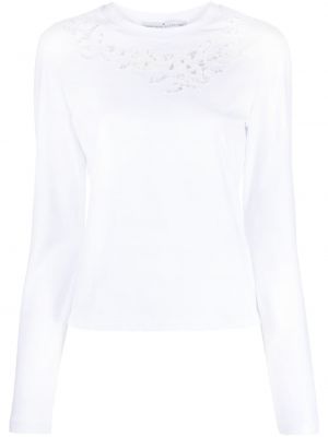 Čipkované bavlnené tričko Ermanno Scervino biela