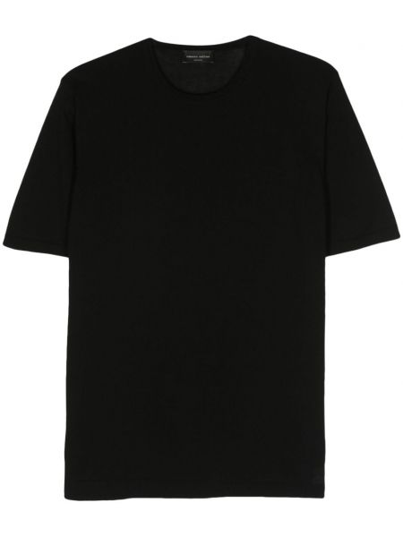 Βαμβακερή μπλούζα Roberto Collina μαύρο