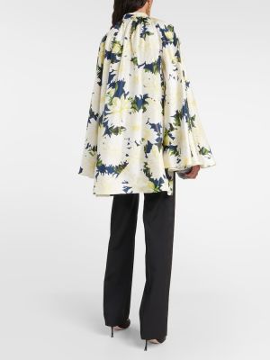 Bombažna bluza s cvetličnim vzorcem Oscar De La Renta bela