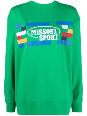Raštuotas medvilninis džemperis Missoni žalia