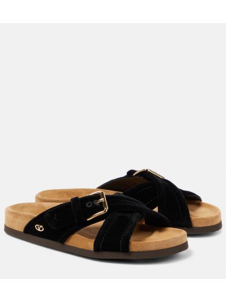 Sametové sandály Valentino Garavani černé