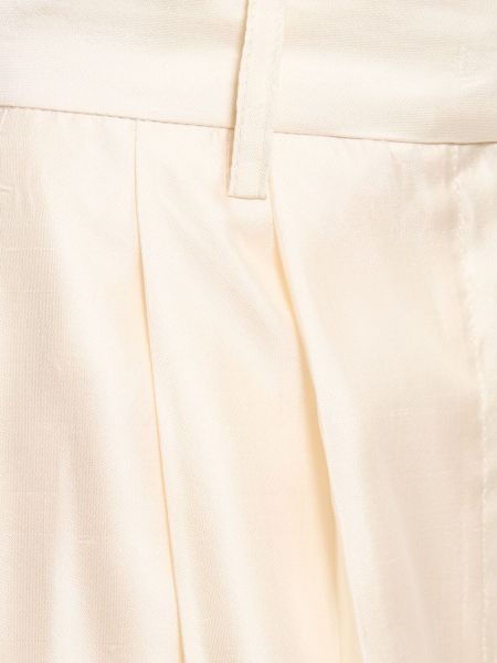 Pantaloni de mătase cu croială lejeră Staud alb
