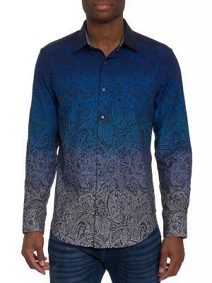 Рубашка на пуговицах с узором пейсли Robert Graham синяя
