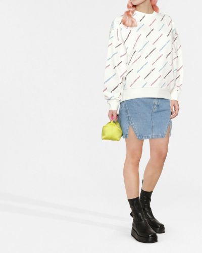 Bavlněný svetr s potiskem Karl Lagerfeld bílý