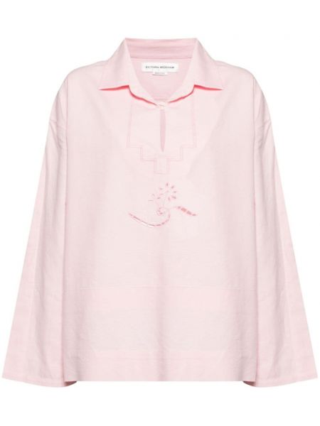 Φλοράλ μπλούζα Victoria Beckham ροζ